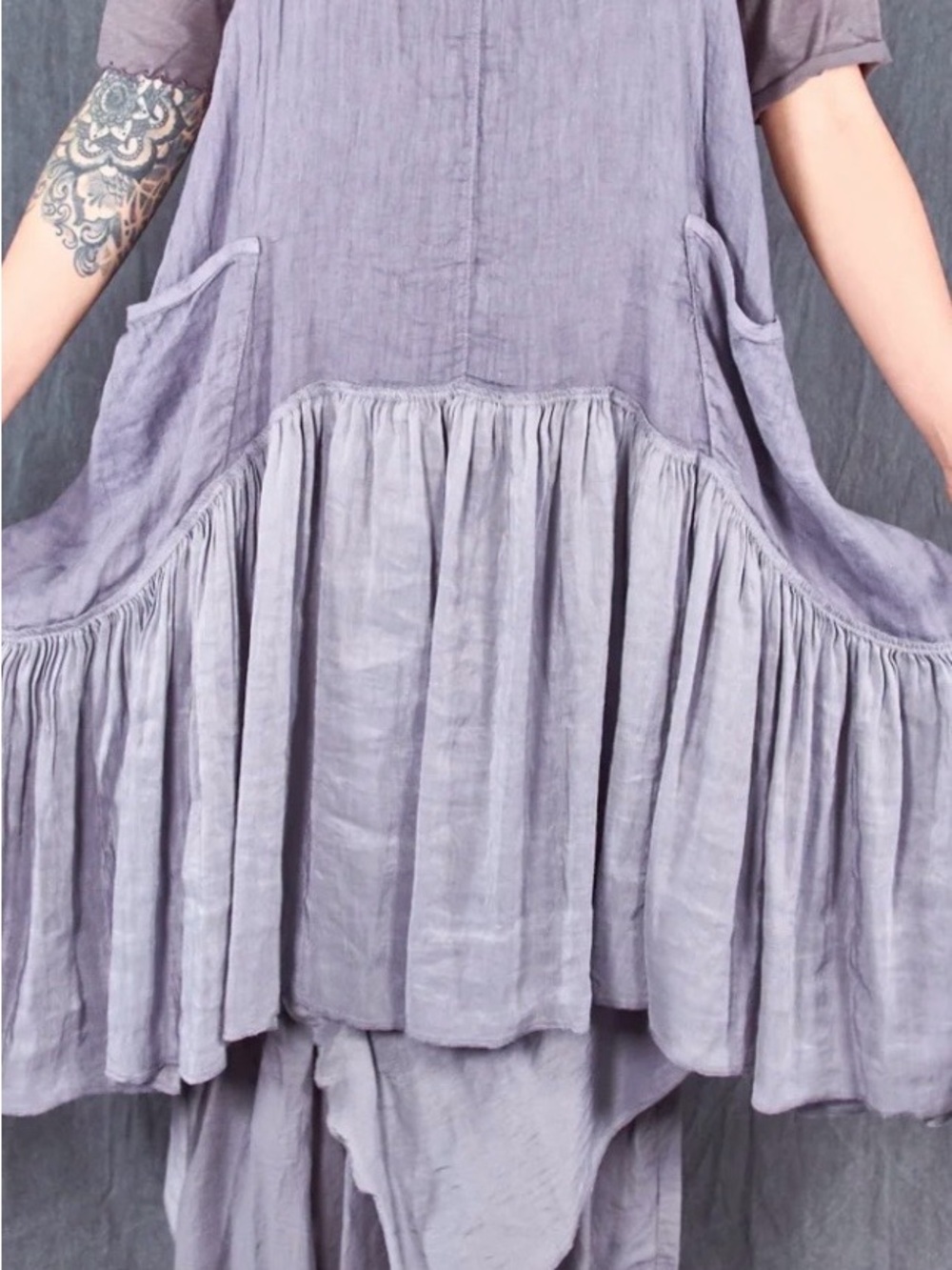 Blue Fish Hemp Silk Linen Frock-Purple Dusk New without Tags - Picture 3 of 9